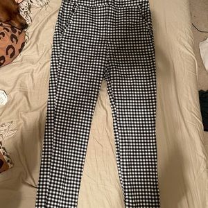zara basic black and white pants